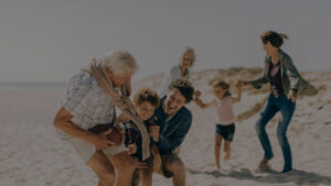 santa monica family on beach playing in sand