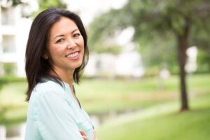 Happy dental patient in Long Beach