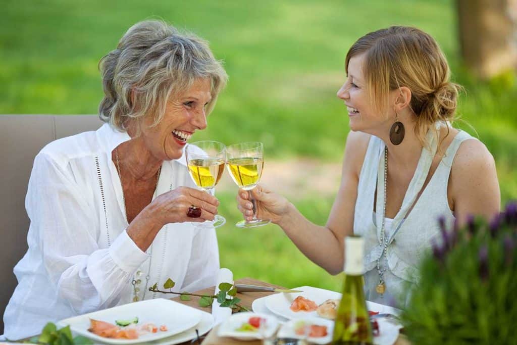 Two dental patient having fun after dental implant treatment